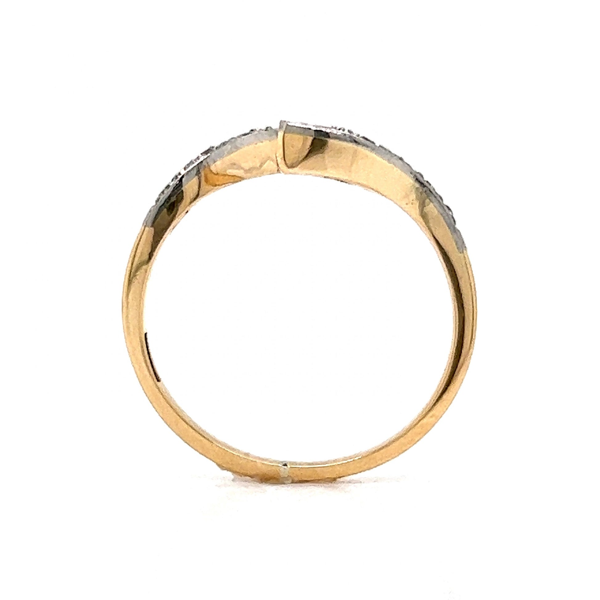 Victorian Open Diamond Ring in 14k Yellow & White GoldComposition: 14 Karat Yellow Gold/14 Karat White Gold Ring Size: 7 Total Diamond Weight: .15ct Total Gram Weight: 2.0 g Inscription: 585
      