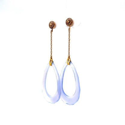 Faceted Chalcedony Drop Earrings in 14k Yellow Gold