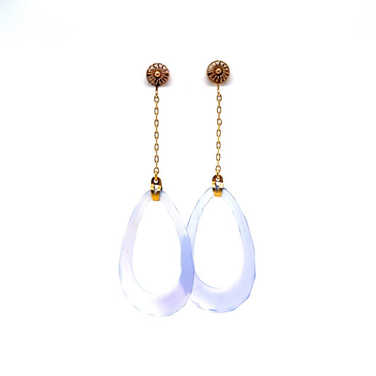 Faceted Chalcedony Drop Earrings in 14k Yellow Gold