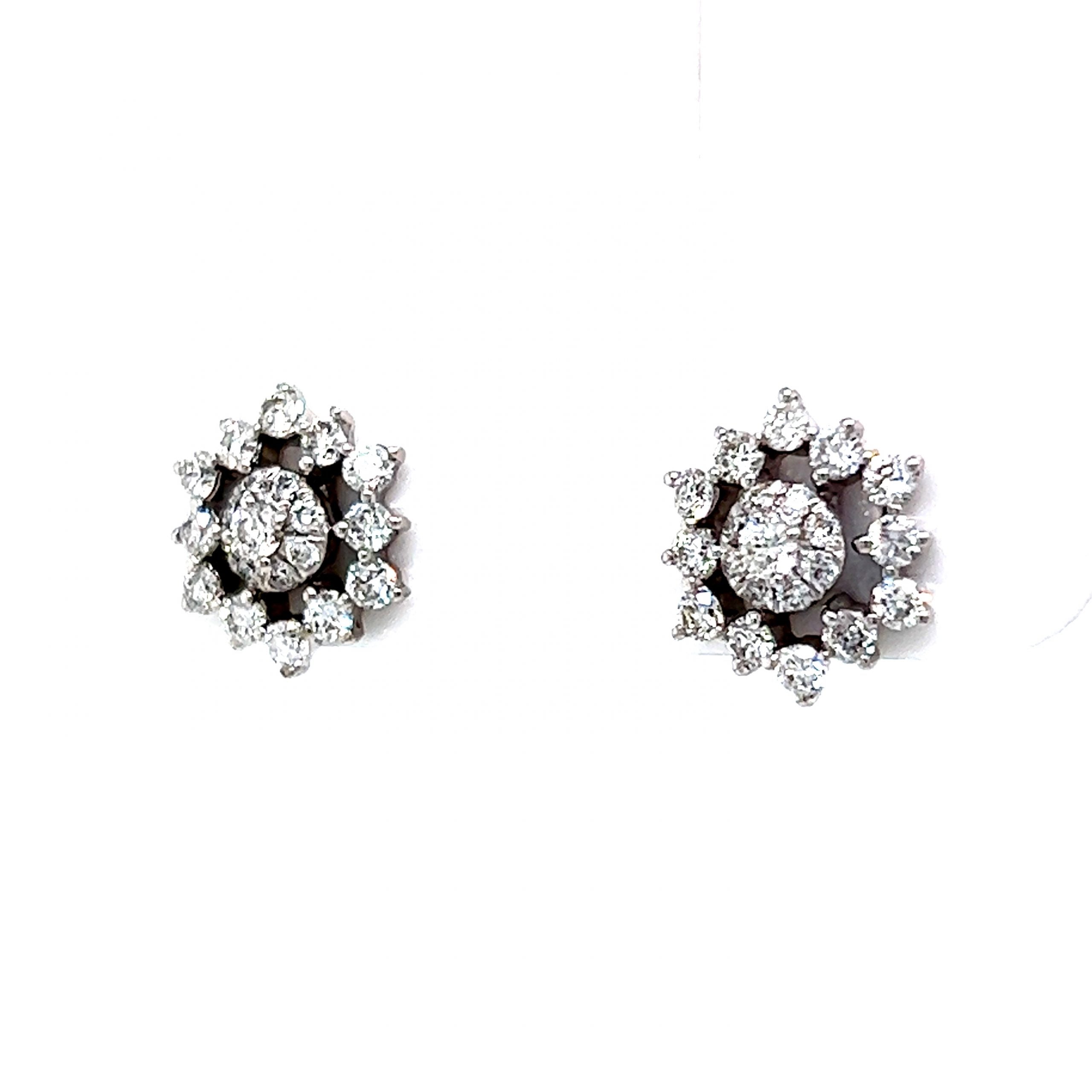 Buy 18k Solid White Gold Diamond Flower Cluster Stud Earrings for Women  With High Quality Diamonds Online in India - Etsy