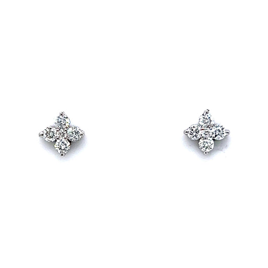 Everyday Diamond Cluster Stud Earrings in 14k White Gold