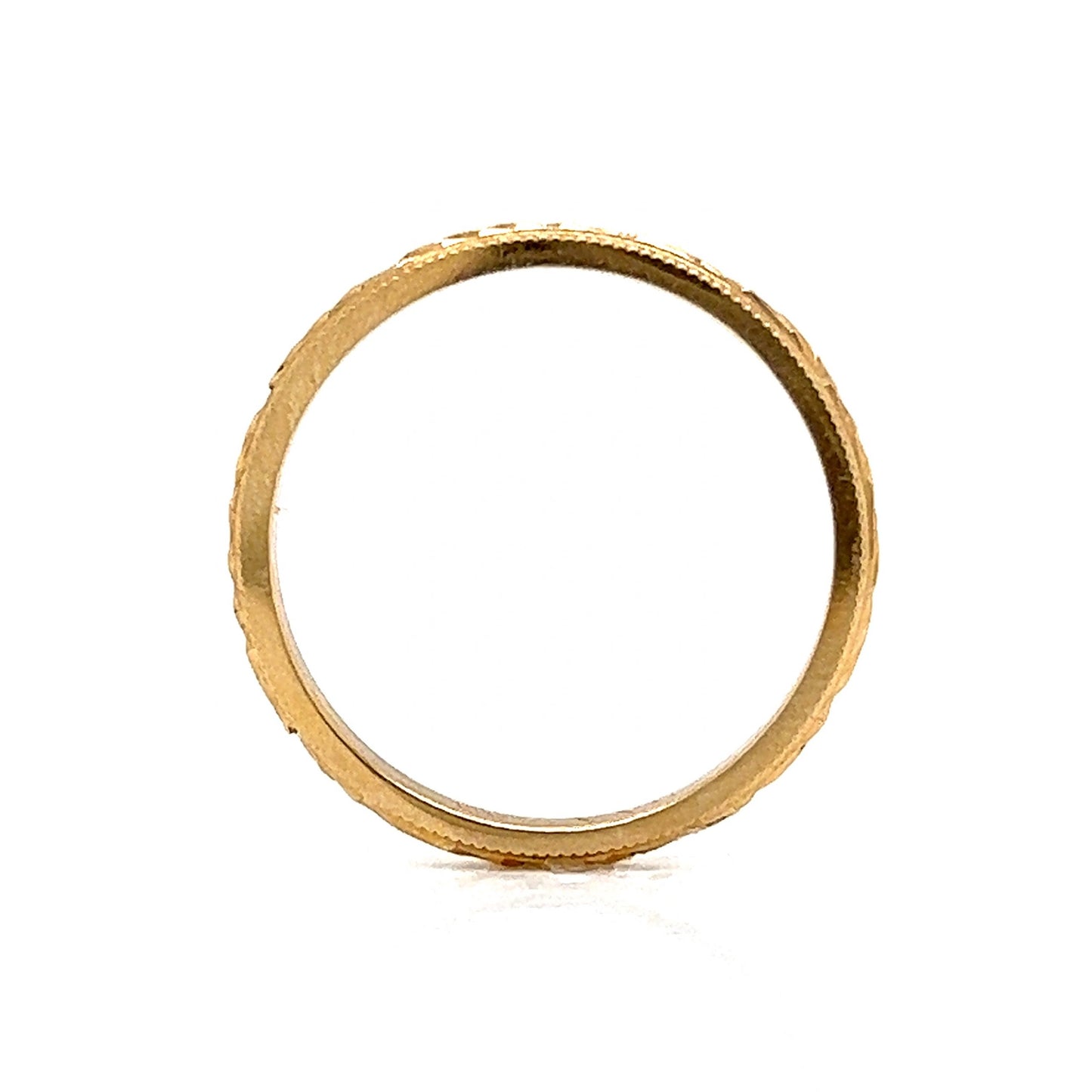 Antique Inspired Engraved Wedding Band in 14k Yellow Gold