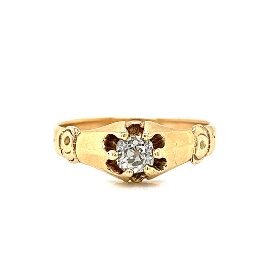 Victorian Flower Diamond Engagement Ring in 14k Yellow Gold