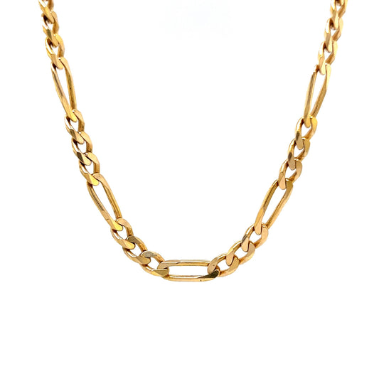 18 Inch Classic Figaro Chain Necklace in 14k Yellow Gold