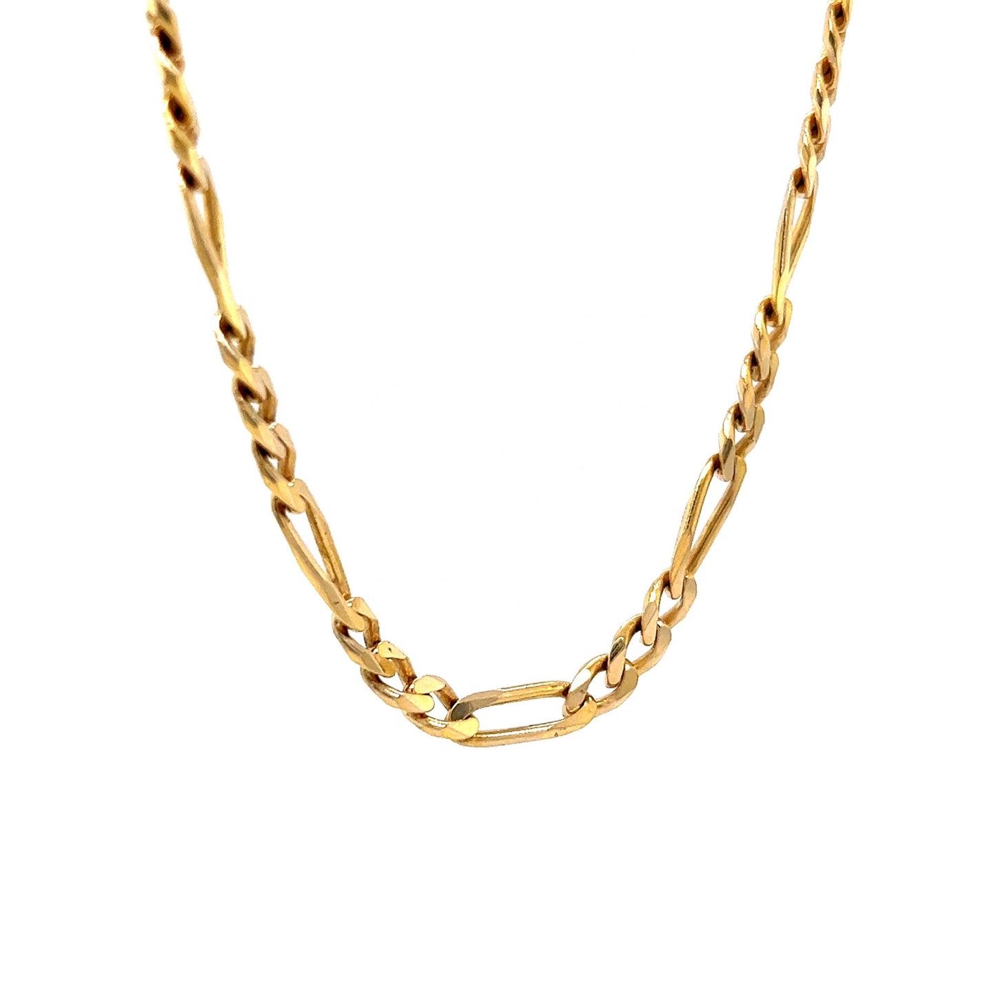 18 Inch Classic Figaro Chain Necklace in 14k Yellow Gold