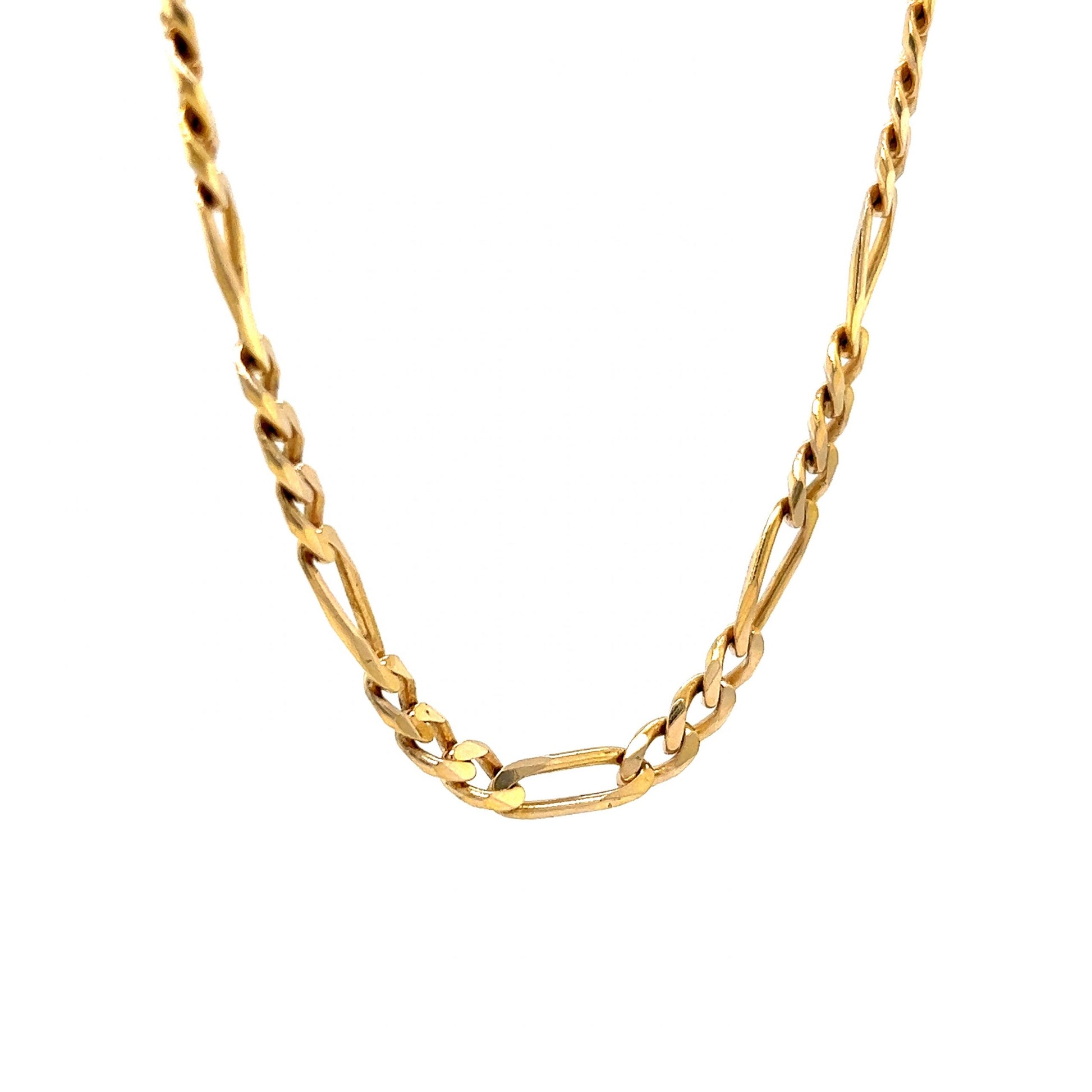 18 Inch Classic Figaro Chain Necklace in 14k Yellow Gold