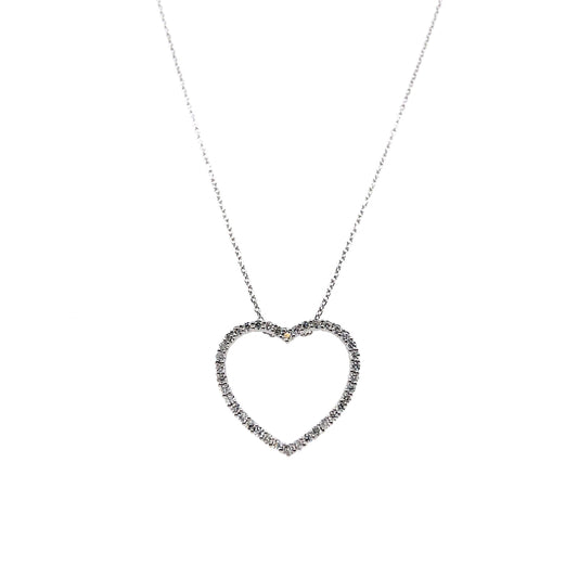 Diamond Cut-Out Heart Pendant Necklace in 14k White Gold