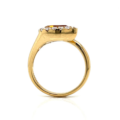 Citrine & Diamond Snake Shaped Ring in 14k Yellow Gold