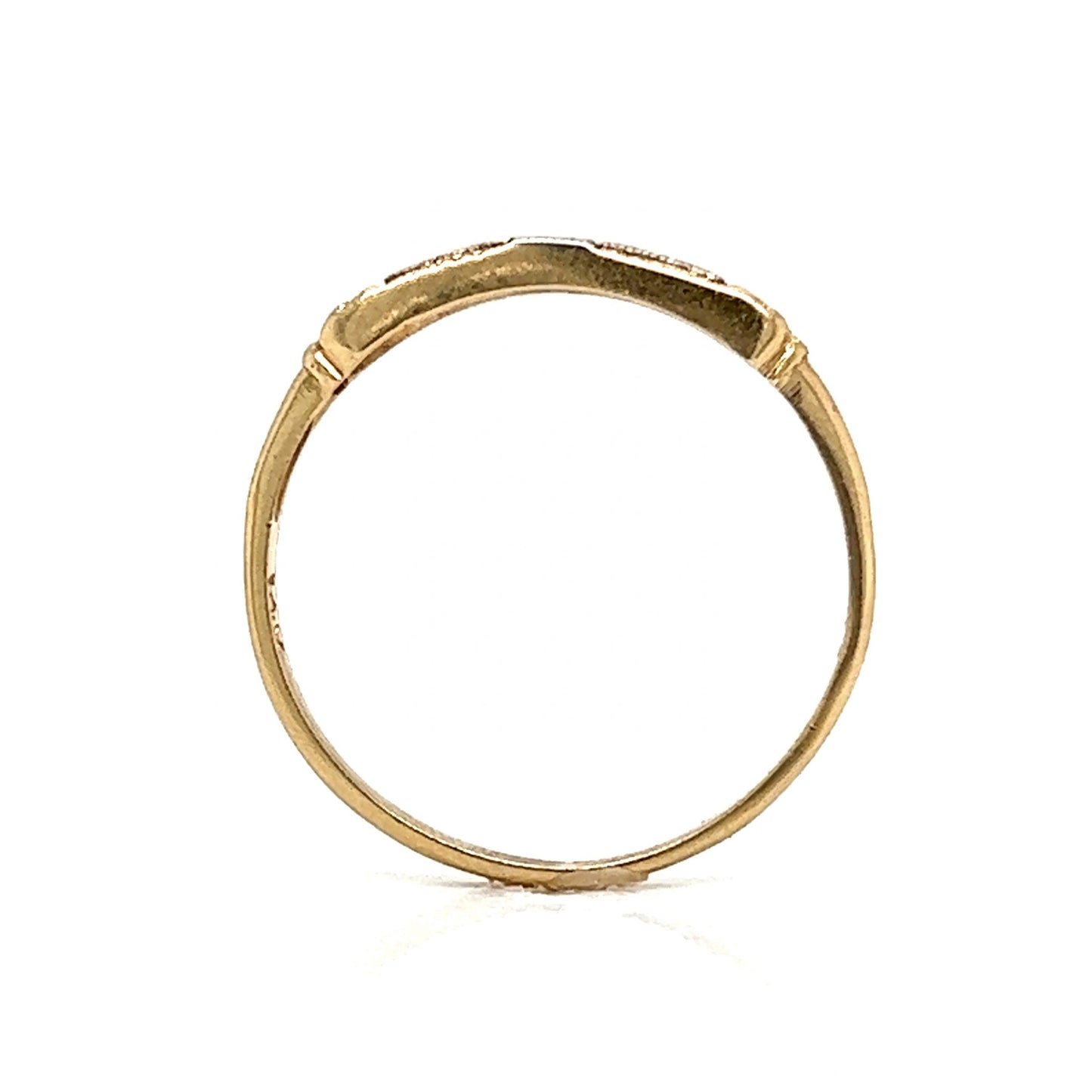 Retro Two-Toned Delicate Wedding Band in 14k Gold