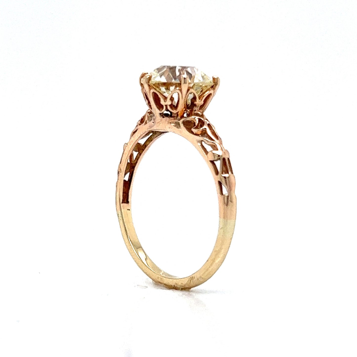 Victorian Filigree Diamond Engagement Ring in 14k Rose Gold