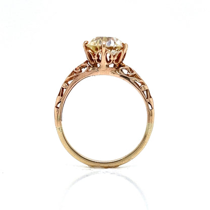 Victorian Filigree Diamond Engagement Ring in 14k Rose Gold