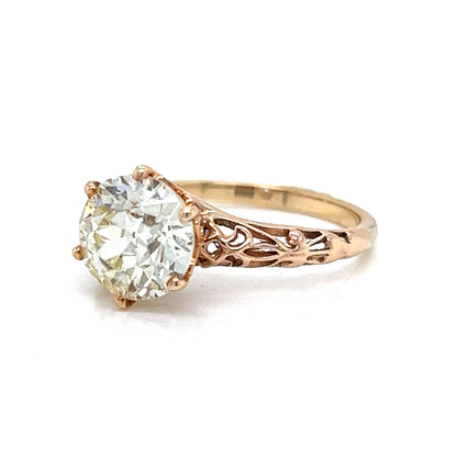 Victorian Filigree Diamond Engagement Ring in 14k Rose Gold