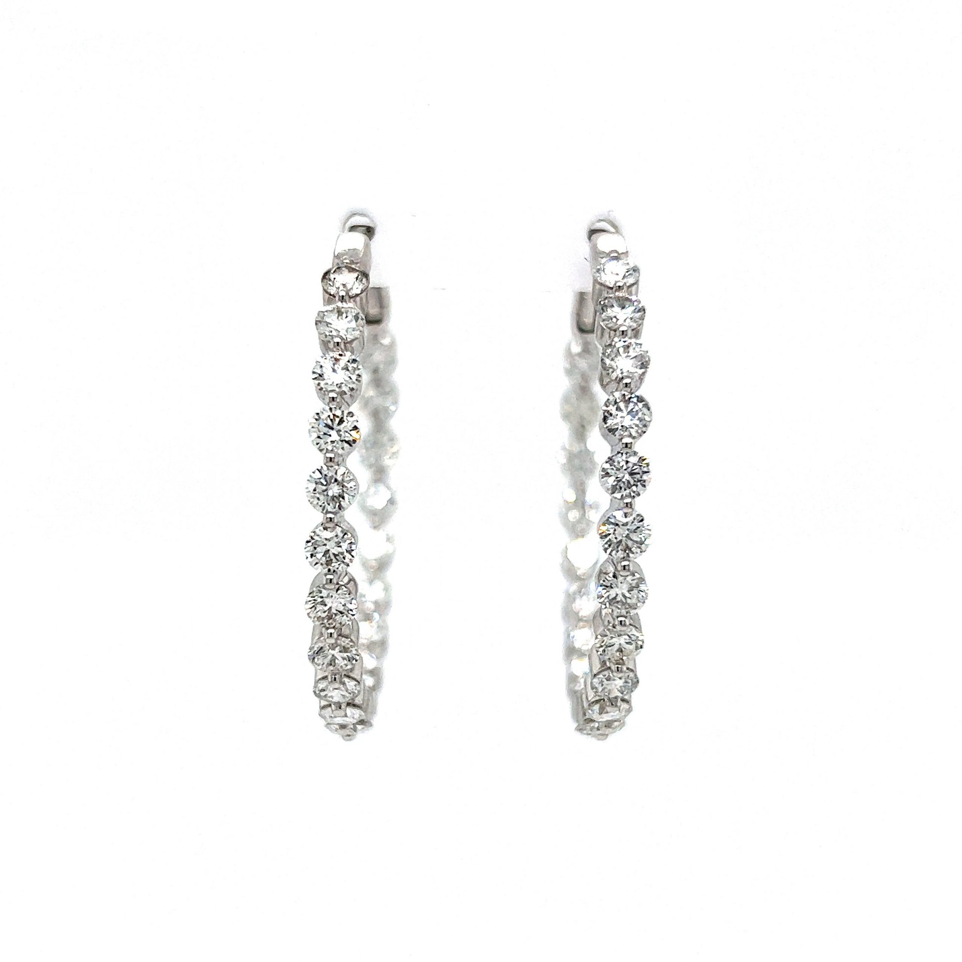 4.95 Diamond Hoop Earrings in 18k White Gold