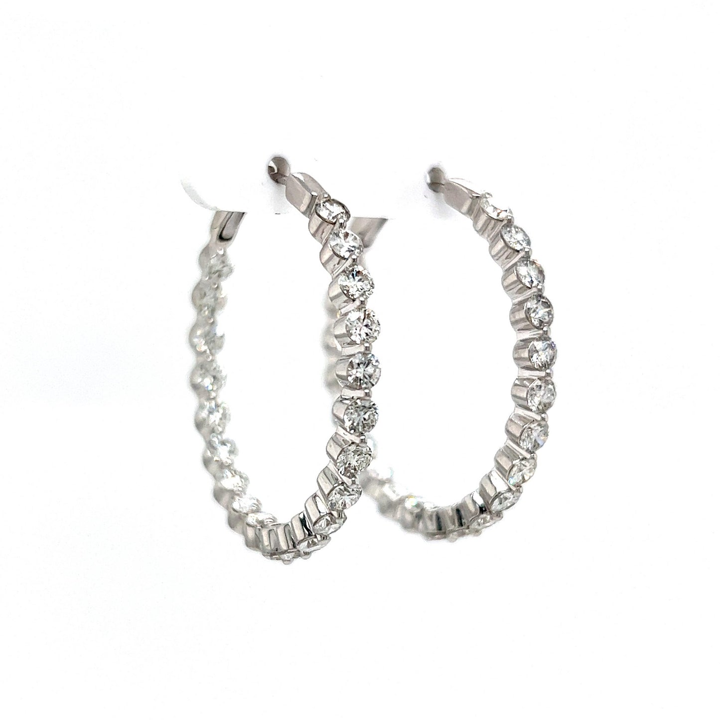 4.95 Diamond Hoop Earrings in 18k White Gold