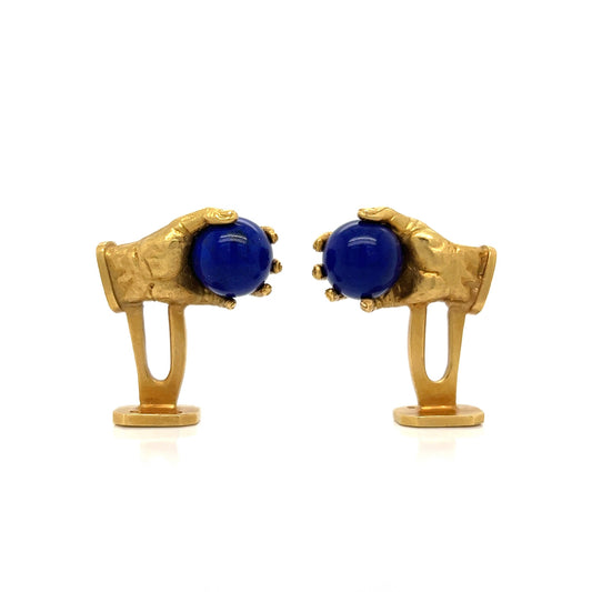 ***ON HOLD*** Rick Cameron Lapis Lazuli Hand Cufflinks in 18k Yellow Gold