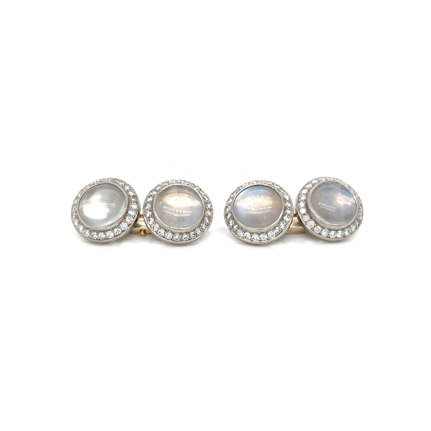 Antique Inspired Moonstone & Diamond Cufflink Set in Platinum