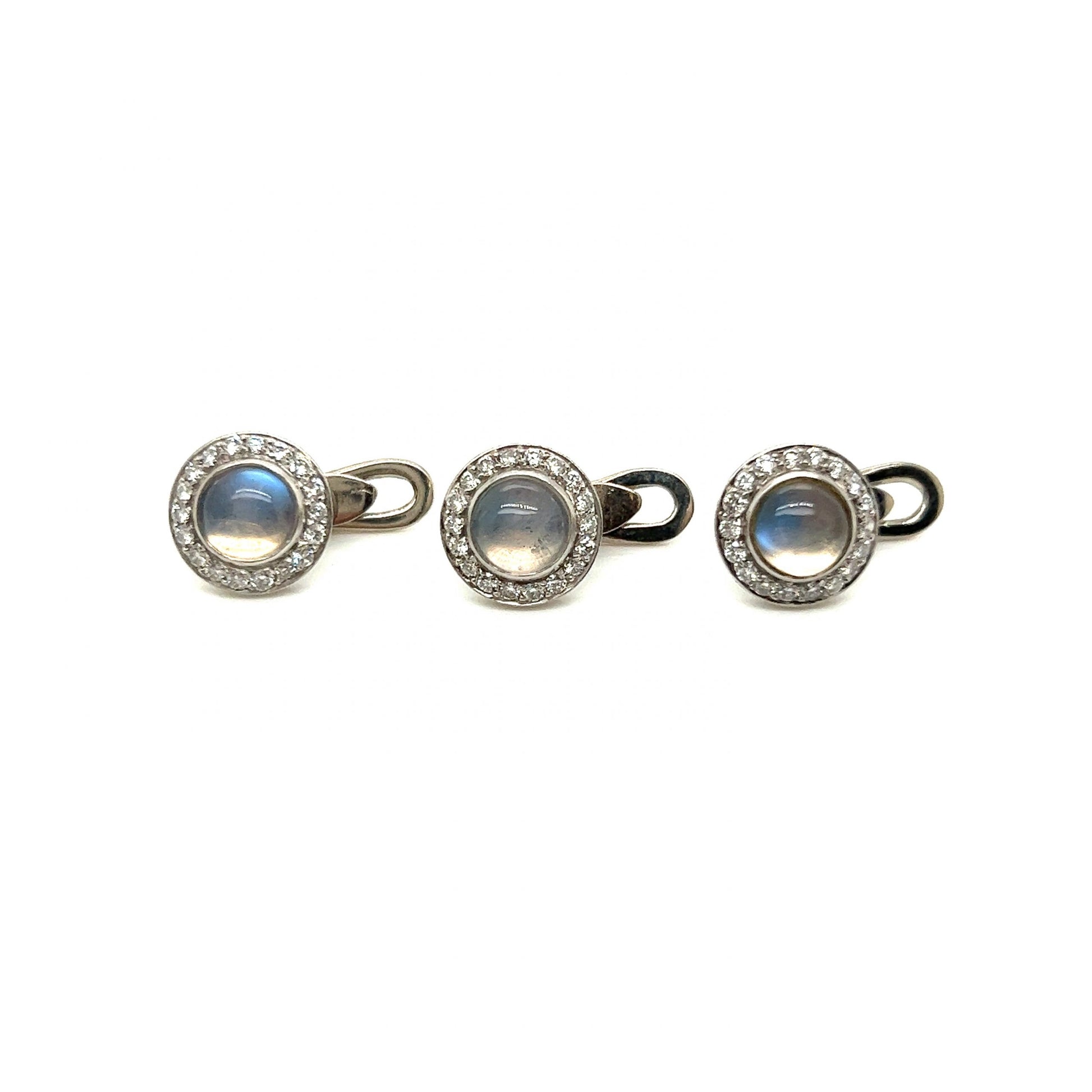 Antique Inspired Moonstone & Diamond Cufflink Set in Platinum