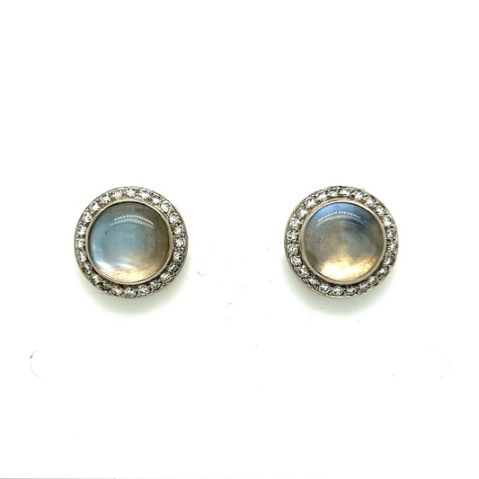 Antique Inspired Moonstone & Diamond Cufflink Set in Platinum