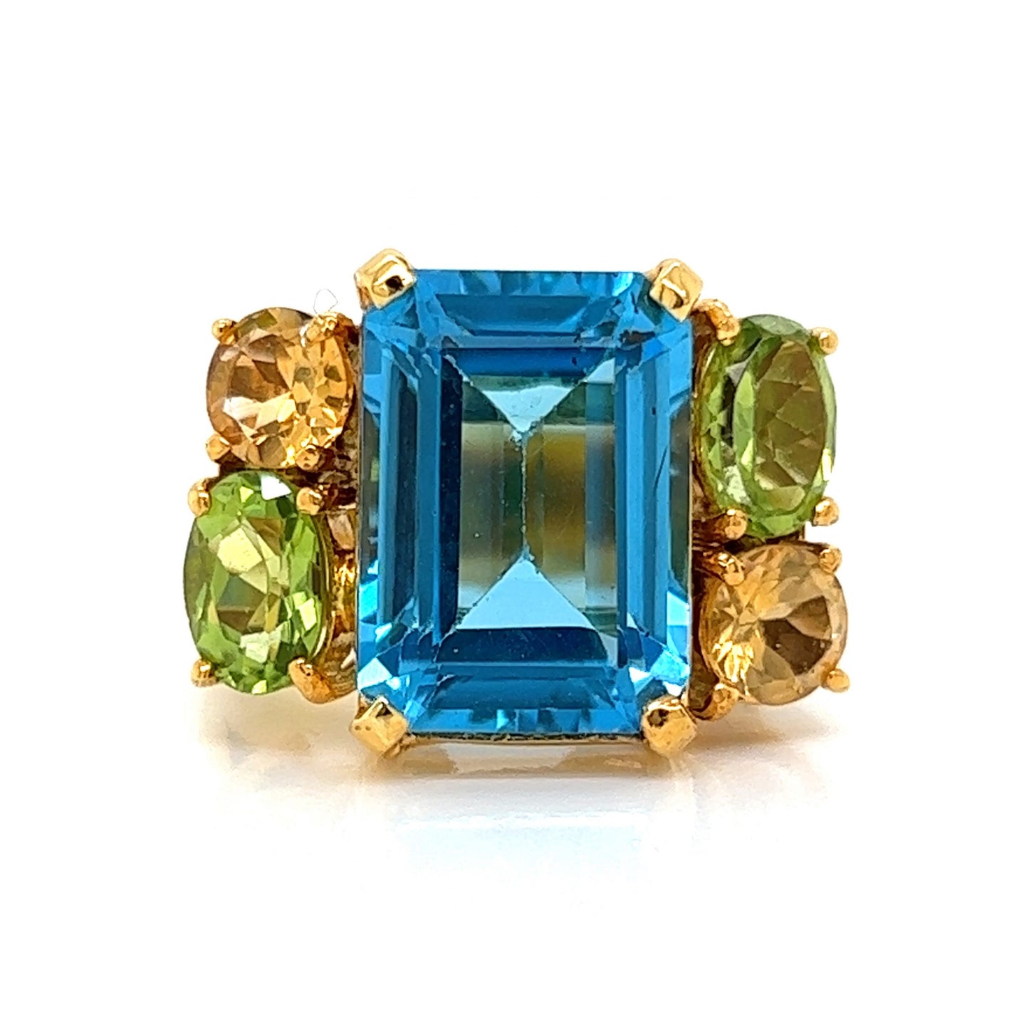 Multi-Color Gemstone Cocktail Ring in 18k Yellow Gold