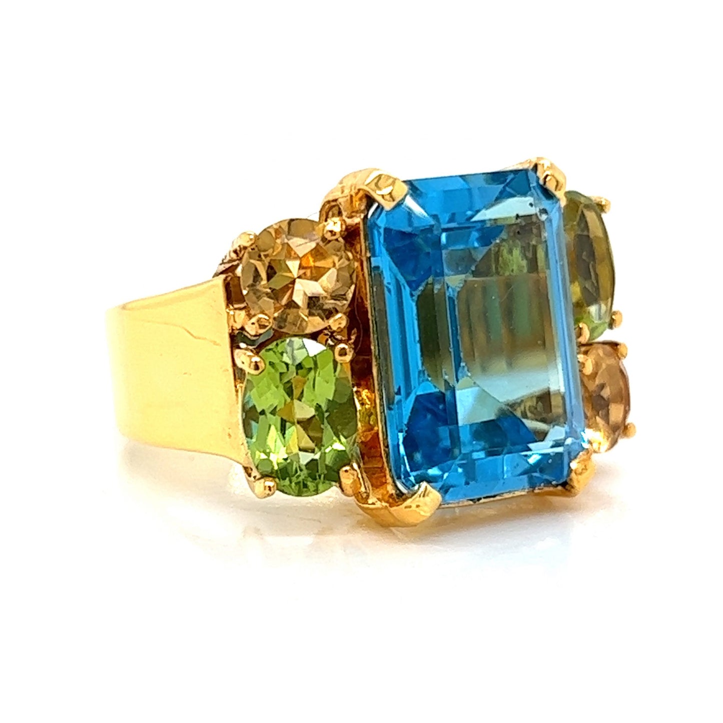 Multi-Color Gemstone Cocktail Ring in 18k Yellow Gold