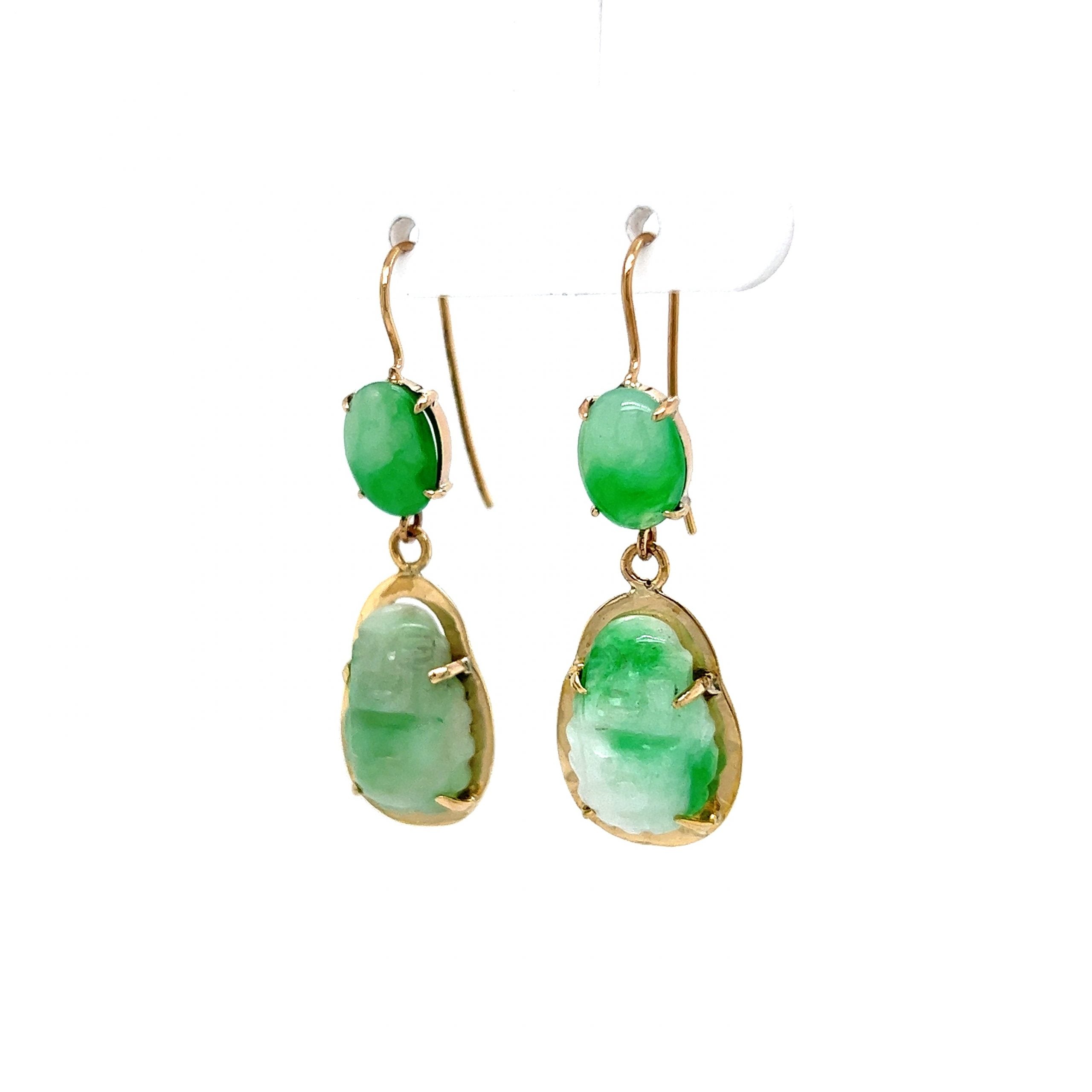 Faceted Genuine Natural Jade Pear Shape Drop Earrings Gold Tone Filigree Setting deals