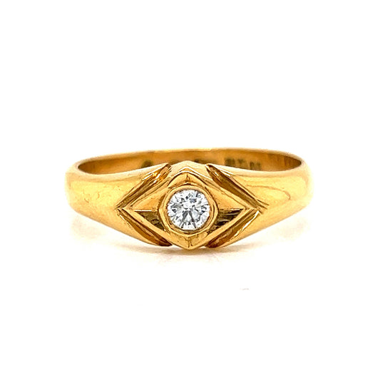 Retro Solitaire Diamond Stacking Ring in 18k Yellow Gold