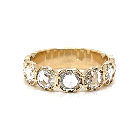 Rose Cut Diamond Half Eternity Band in 14k Yellow Gold