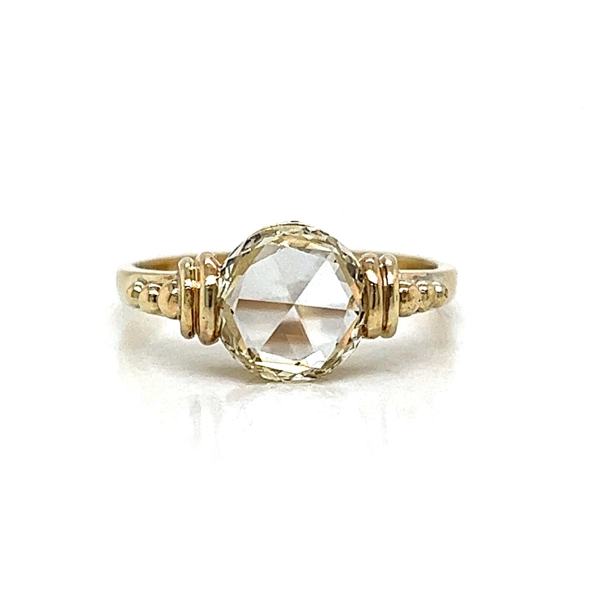 Antique Inspired Rose Cut Diamond Engagement Ring in 14k Gold