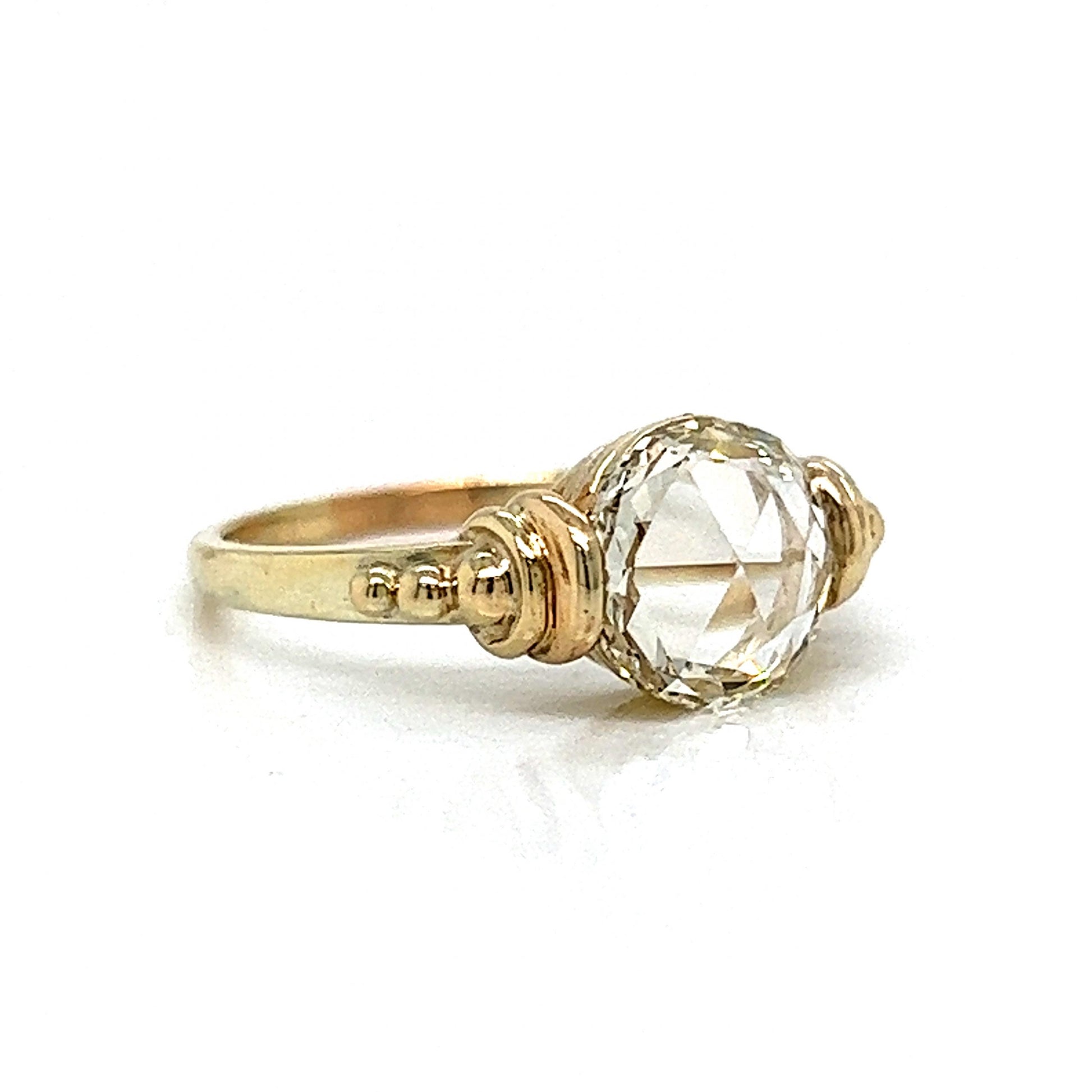 Antique Inspired Rose Cut Diamond Engagement Ring in 14k Gold