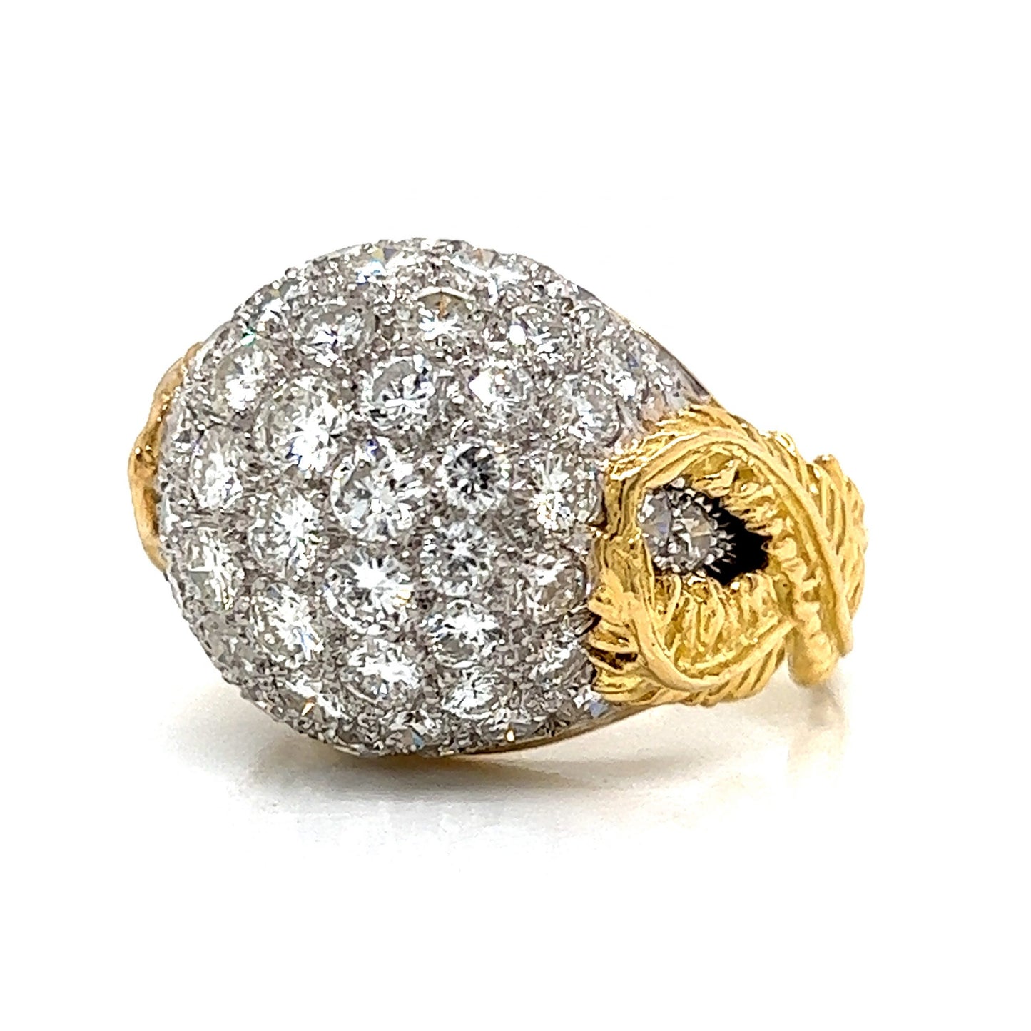 Pave Diamond Dome Cocktail Ring 18k Yellow Gold