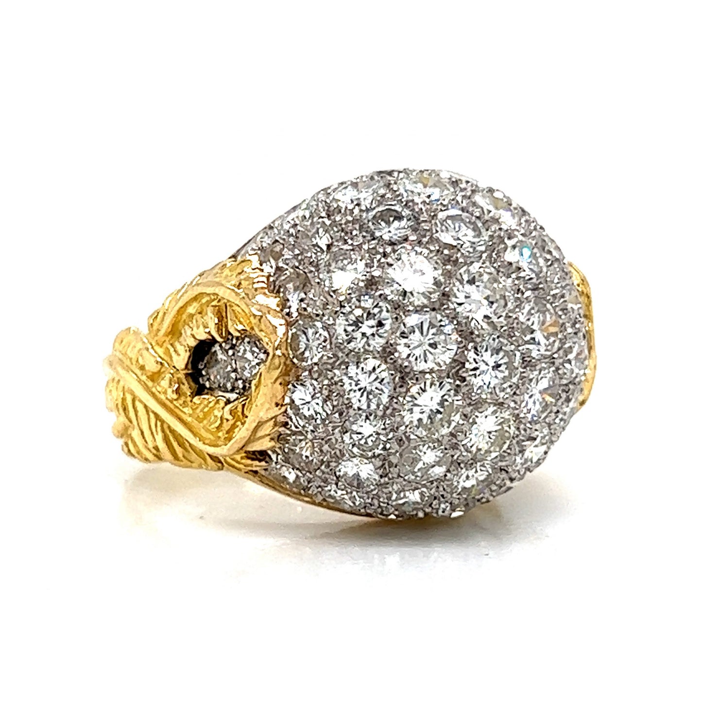 Pave Diamond Dome Cocktail Ring 18k Yellow Gold