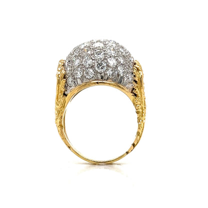 Pave Diamond Dome Cocktail Ring 18k Yellow Gold