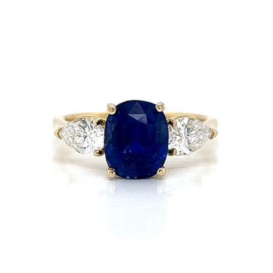 ***ON HOLD*** Sapphire & Pear Cut Diamond Engagement Ring in 14k Gold