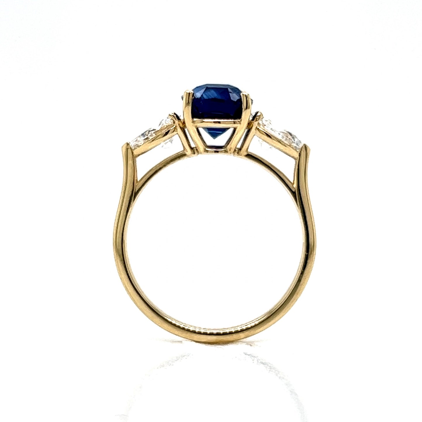 Sapphire & Pear Cut Diamond Engagement Ring in 14k Gold