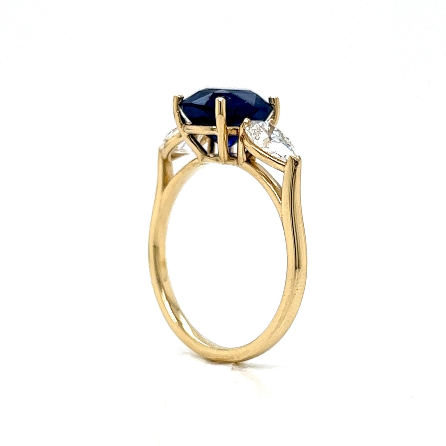 Sapphire & Pear Cut Diamond Engagement Ring in 14k Gold