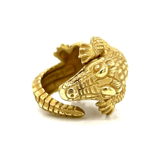 Kieselstein Cord Alligator Ring in 18k Yellow Gold