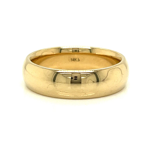 6mm Men's High Polish Wedding Band in 14k Yellow Gold