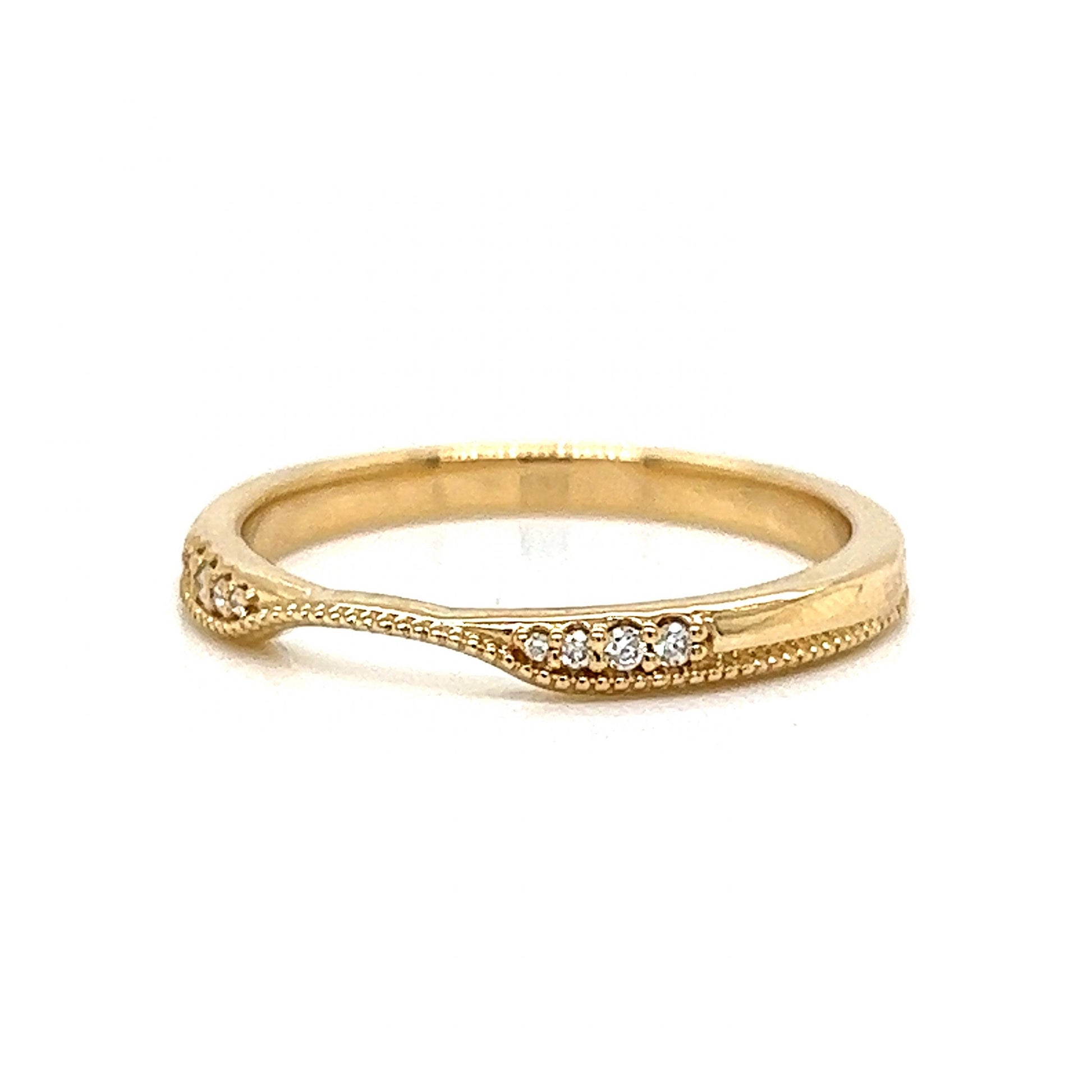 Curved Wedding Band Yellow Gold Slightly Curved Diamond Wedding