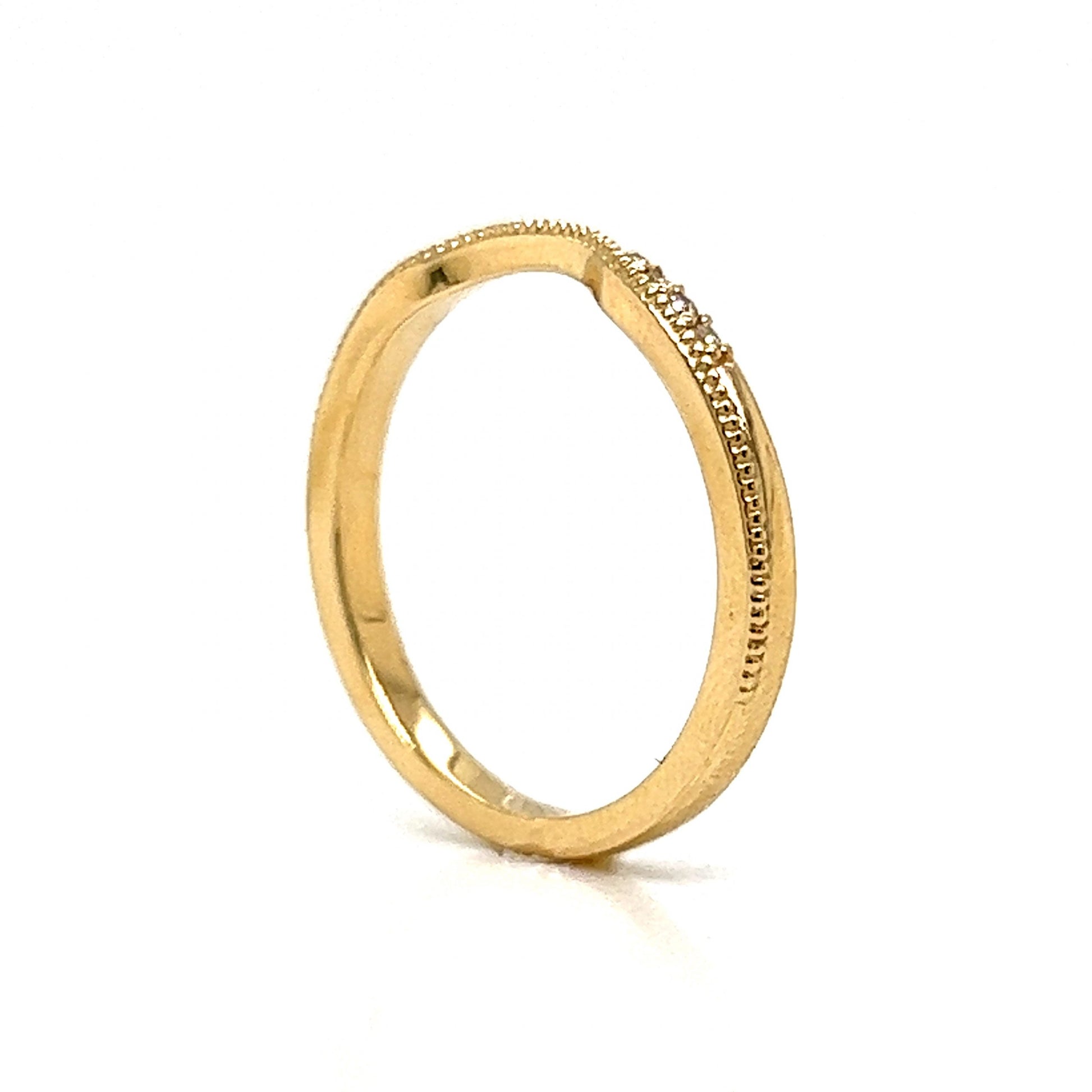Slightly Curved Diamond Wedding Band in 14k Yellow Gold