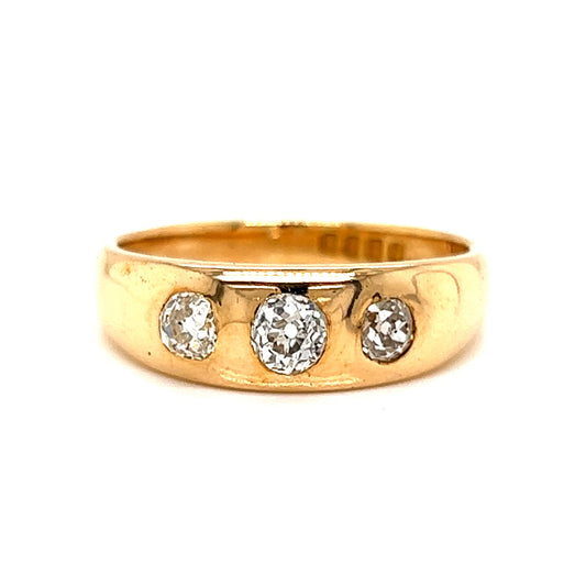 Men's Victorian Flush Set Diamond Ring in 18k Yellow Gold