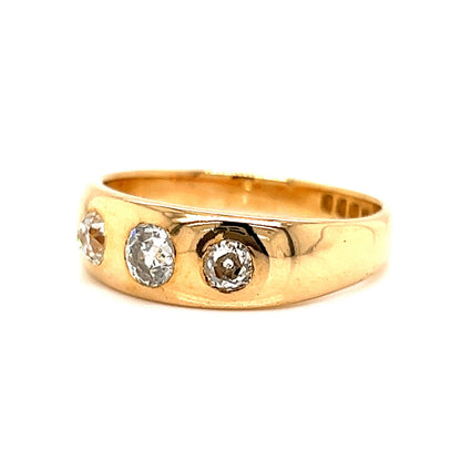 Men's Victorian Flush Set Diamond Ring in 18k Yellow Gold