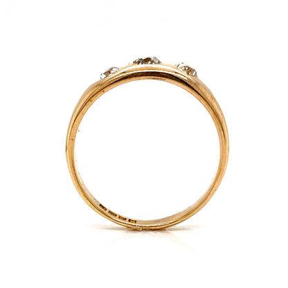 Men's Victorian Flush Set Diamond Ring in 18k Yellow Gold