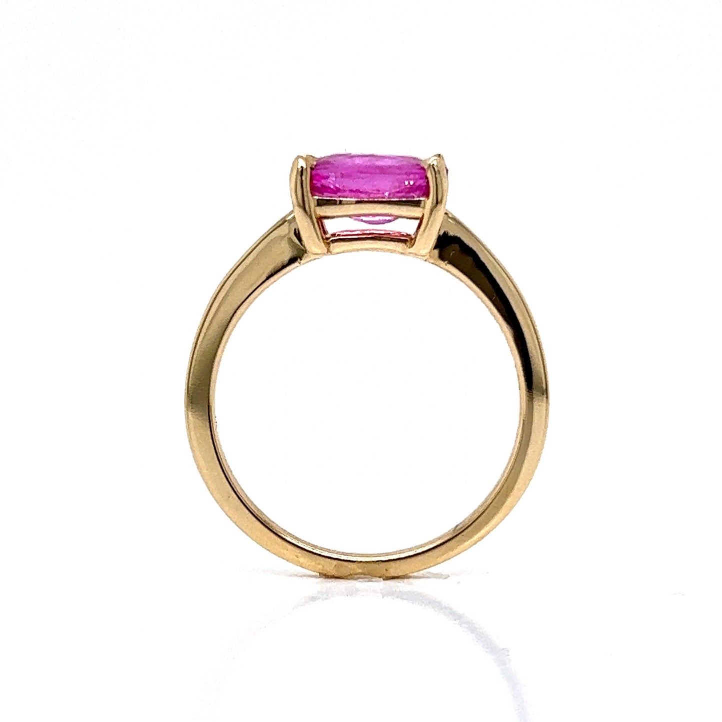 Oval Cut Pink Sapphire Engagement Ring in 14k Yellow Gold