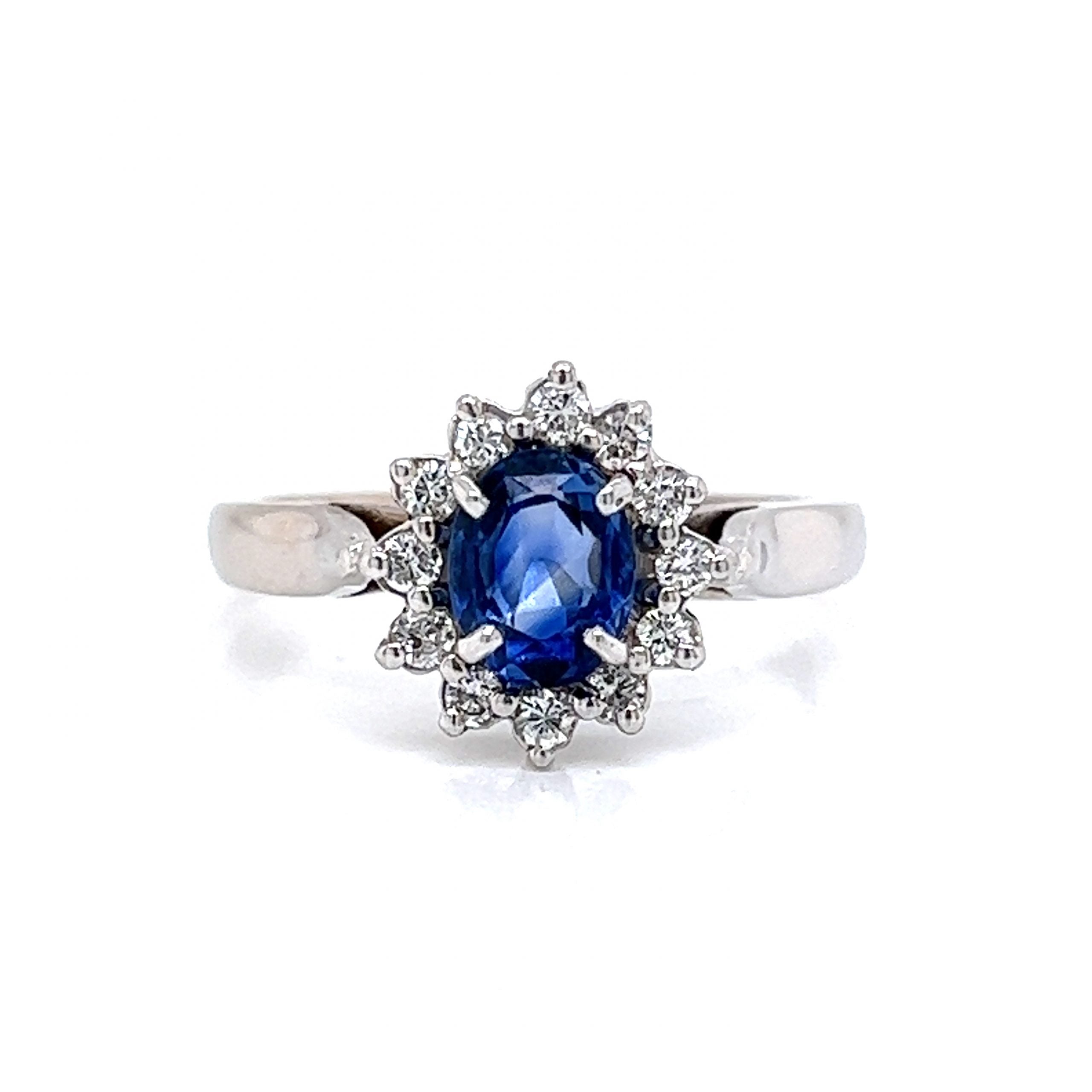 Mountain Laurel East-West Blue Sapphire Ring, White Gold - Cross Jewelers