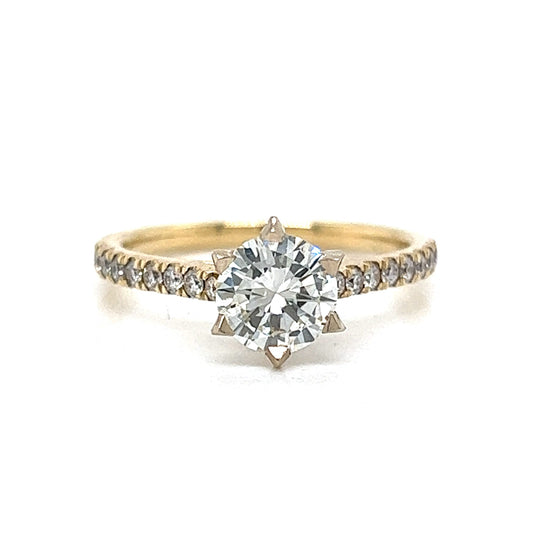 Six Prong Solitaire Diamond Engagement Ring in 14k Yellow Gold