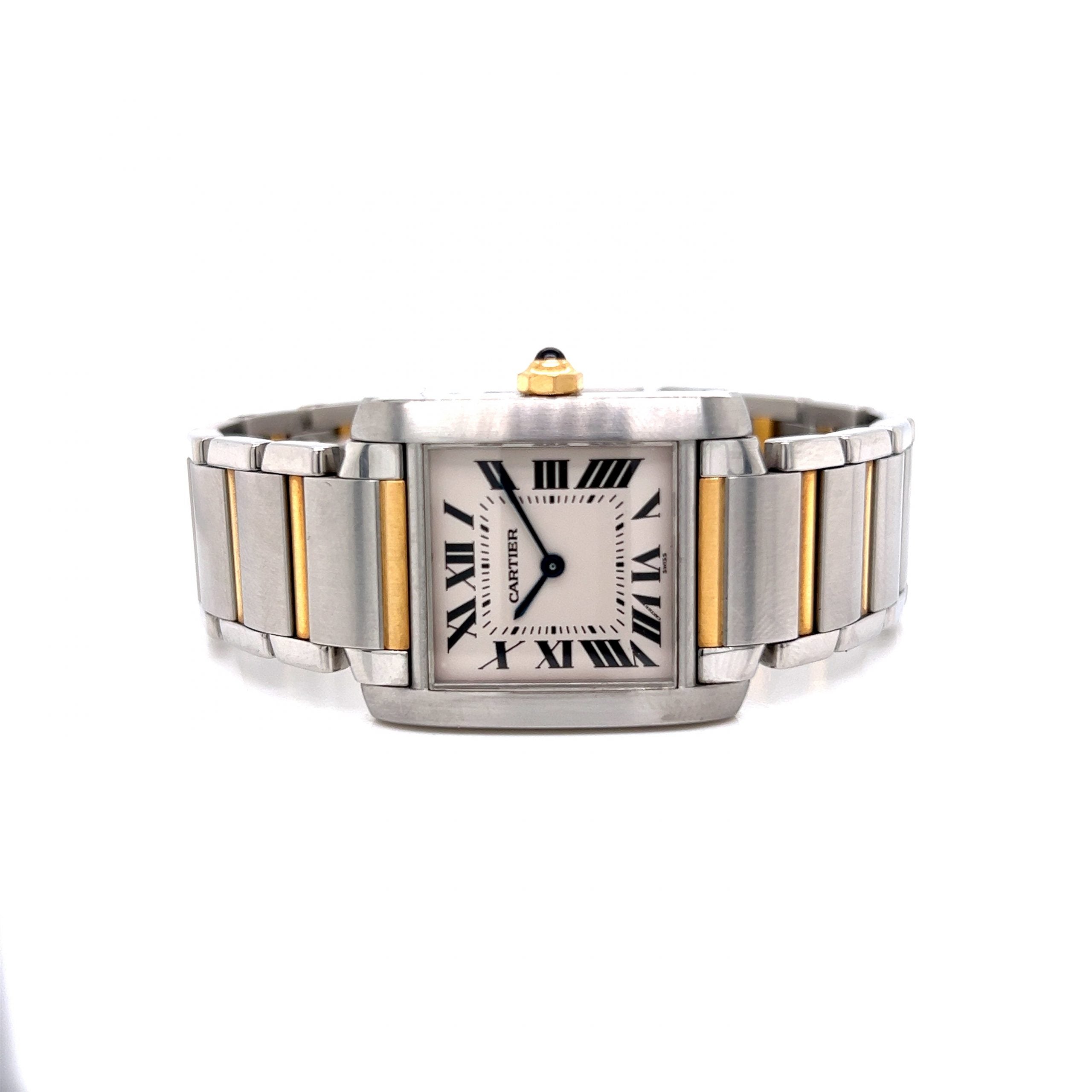 Cartier Two Tone Tank Watch in 18k Yellow Gold Stainless Steel