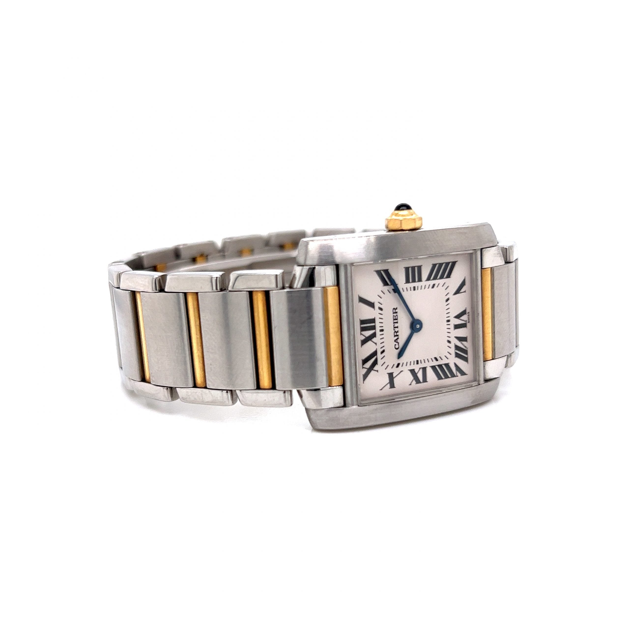 Cartier Two Tone Tank Watch in 18k Yellow Gold Stainless Steel