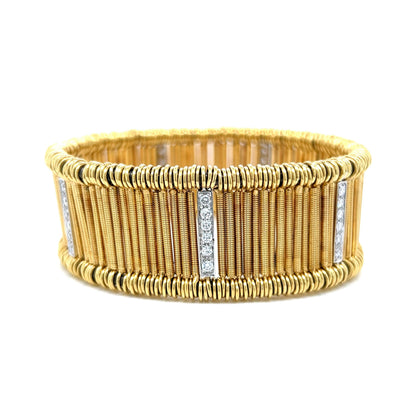 Diamond Bar Stretch Bracelet in 18k Yellow & Gold