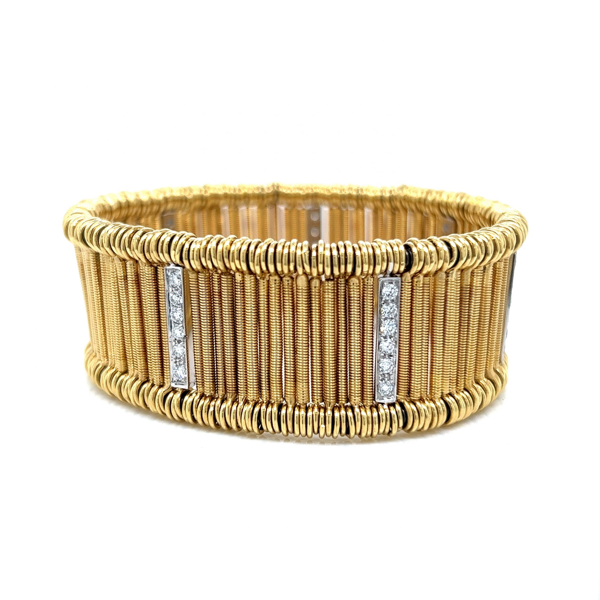 Diamond Bar Stretch Bracelet in 18k Yellow & Gold - Filigree Jewelers