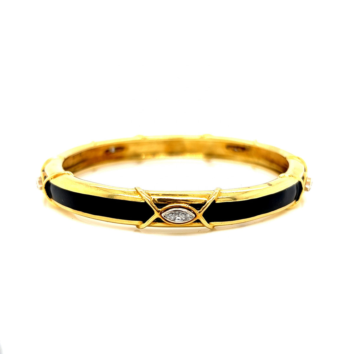 14k Yellow Gold Bujukan Bangle Bracelet. SKU: BG5136E86Y4JJJ  Yellow and Black Bangle display picture 1
